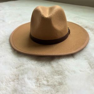 Janie and Jack baby girl felt bridle hat, worn for a photo